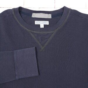 Wallace & Barnes Crew Neck Sweatshirt Pullover Knit Navy Blue Mens Small Jumper